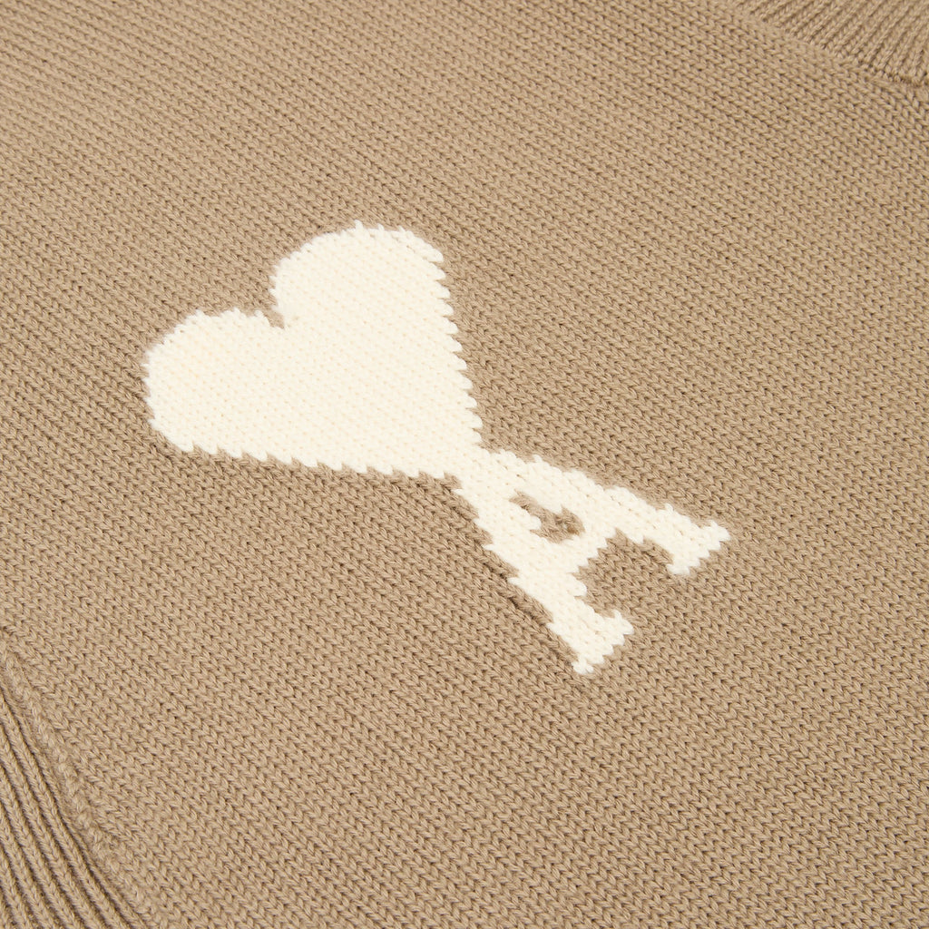 AMI Cardigan With Contrasted AMI De Coeur (Beige taupe/Ecru)