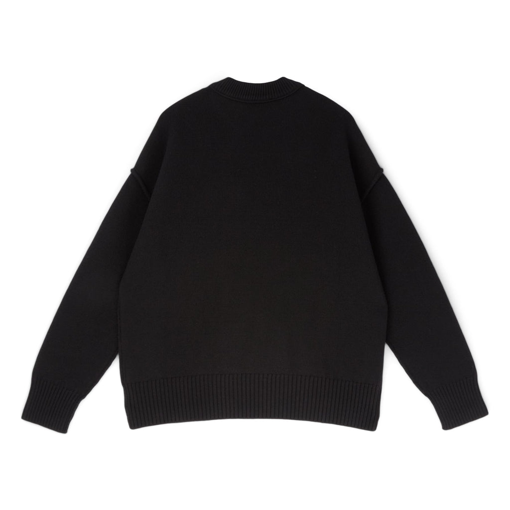 AMI Crewneck Sweater With Contrasted AMI De Coeur (Noir/Rouge)