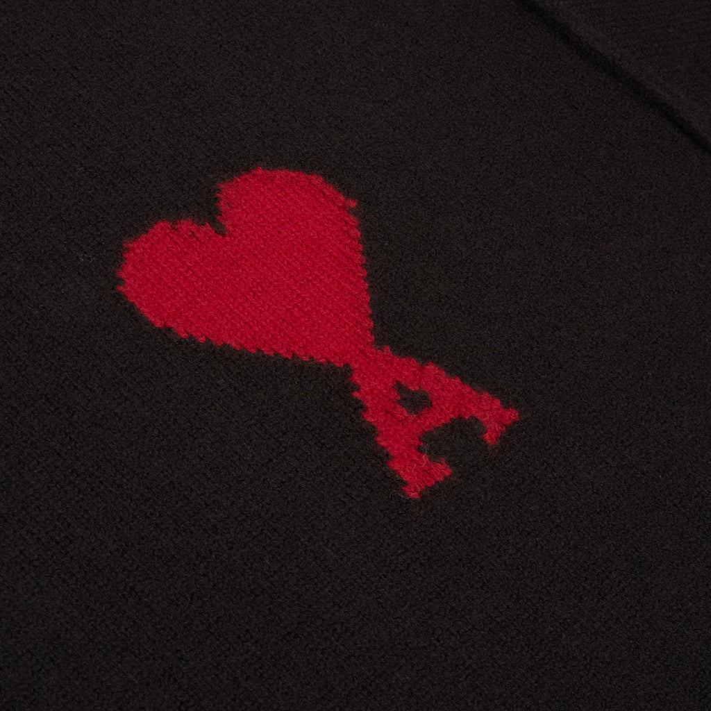 AMI Crewneck Sweater With Contrasted AMI De Coeur (Noir/Rouge)