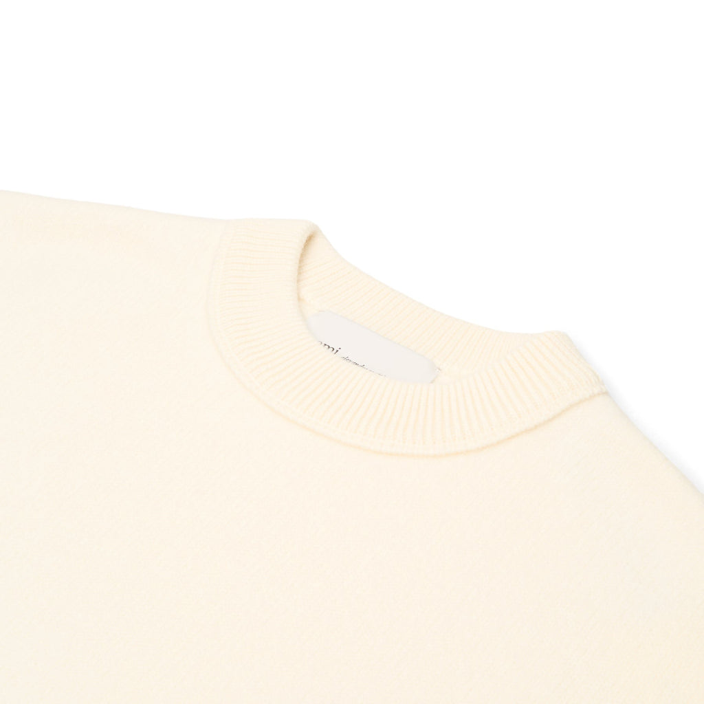 AMI Crewneck Sweater With Contrasted AMI De Coeur (Ecru/Rouge)