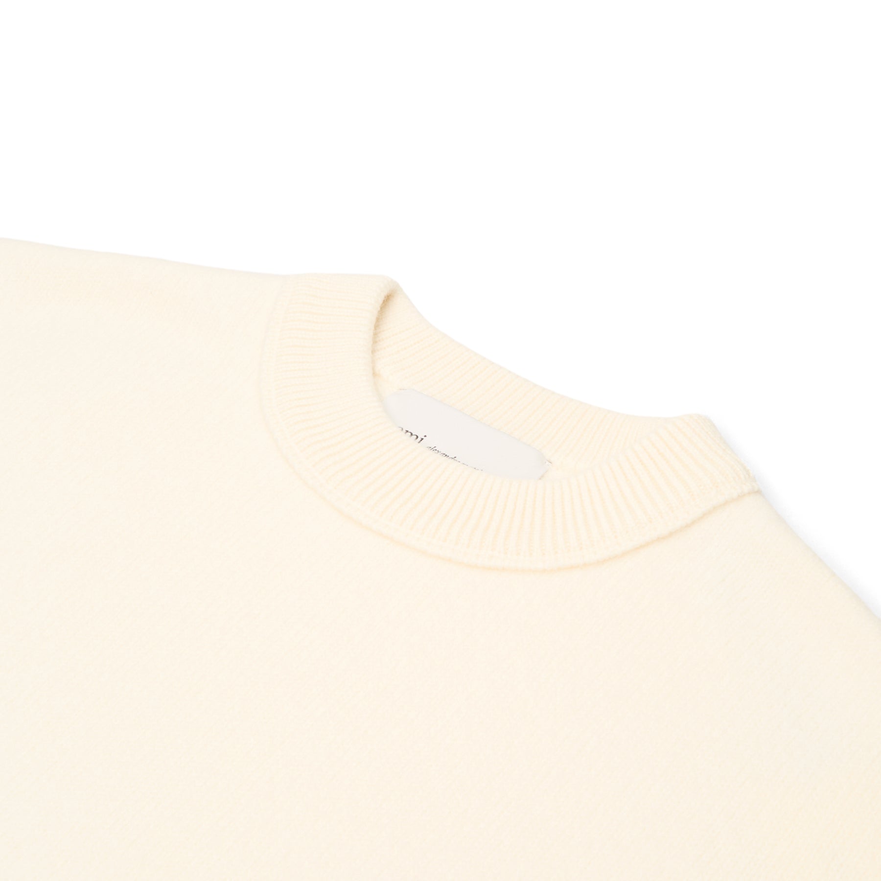 AMI Crewneck Sweater With Contrasted AMI De Coeur (Ecru/Rouge)