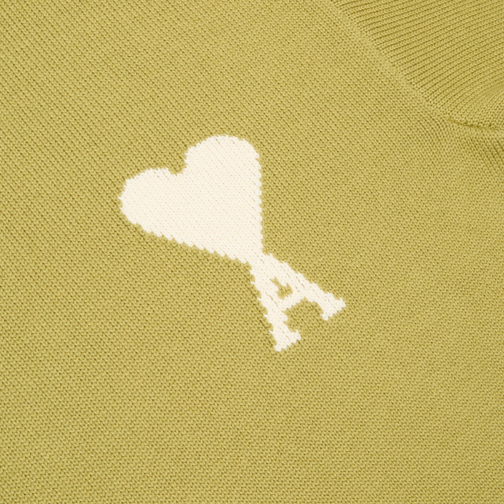 AMI Crewneck Sweater With Contrasted AMI De Coeur (Matcha/Ecru)