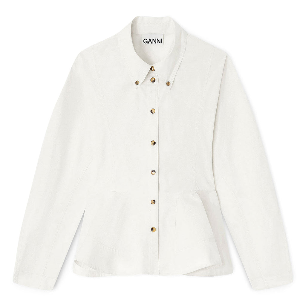 GANNI Peplum Shirt (Egret)
